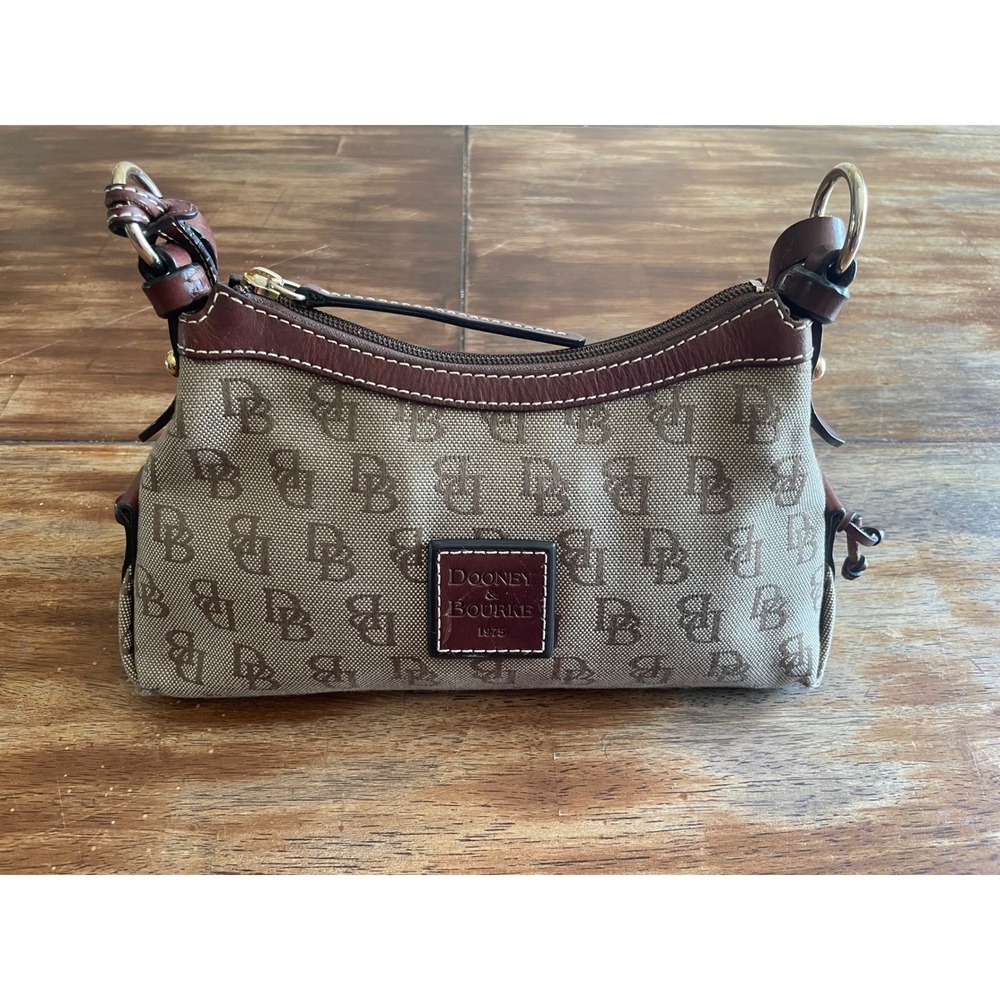 Dooney & Bourke small brown signature logo 1975 mini slouch hobo bag purse